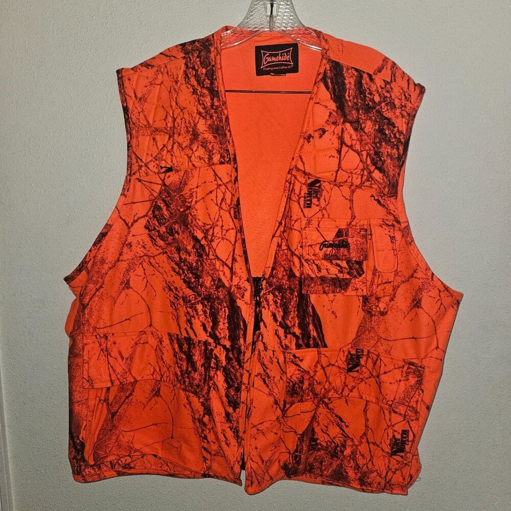 Gamehide Orange Black Hunting Vest Full Zip Pockets Men's 2XL Naked North Camo